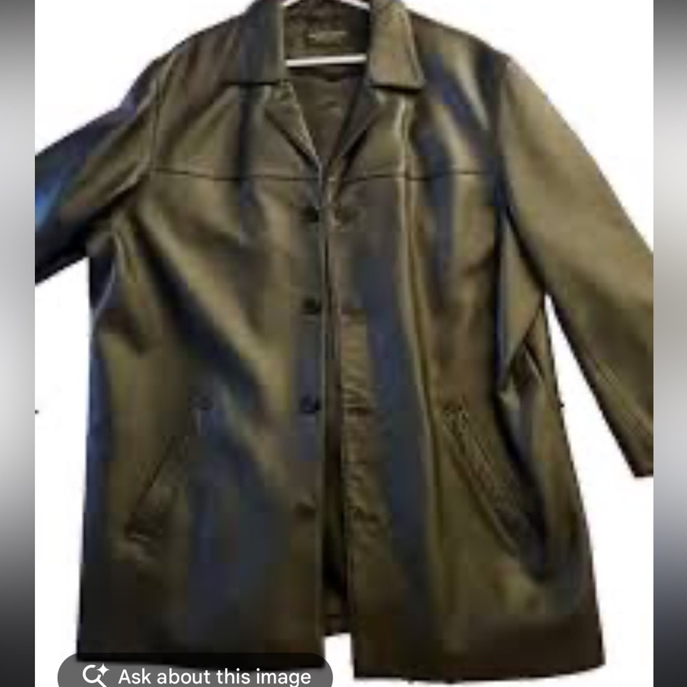 ANNE KLEIN Black Leather Coat XL